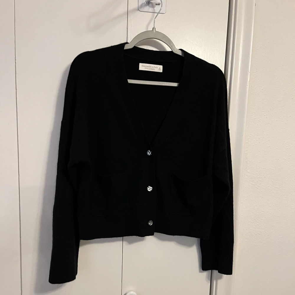 Abercrombie 100% Cashmere Black Cardigan Sweater